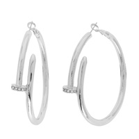 64MM LARGE CRYSTAL PAVE NAIL STYLE HOOP EARRINGS