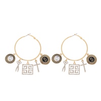 FASHIONISTA JEWELED MULTI CHARM HOOP EARRINGS