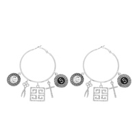 FASHIONISTA JEWELED MULTI CHARM HOOP EARRINGS