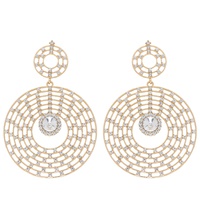 2-TIER CRYSTAL ORBIT DISC EARRINGS