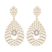2-TIER CRYSTAL ORBIT TEARDROP EARRINGS