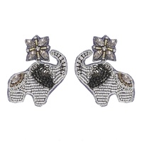 ELEPHANT LUCKY CHARM JEWELED  BEADED EARRINGS