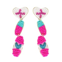NURSE APPRECIATION HEARTBEAT PILL BEADED EARRINGS