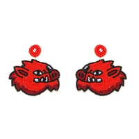 GAME DAY RED BOAR MASCOT BEADED EARRINGS