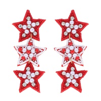 JEWELED GAME DAY STAR BEADED LONG DROP EARRINGS