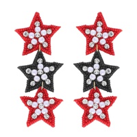 JEWELED GAME DAY STAR BEADED LONG DROP EARRINGS