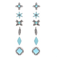 6-PAIR ASSORTED WESTERN HORSE STUD EARRING SET