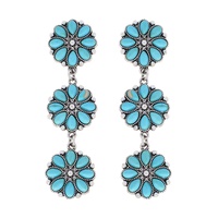 WESTERN TURQUOISE FLORAL CONCHO EARRINGS