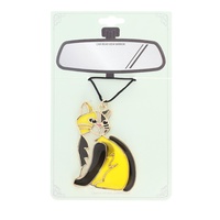 YELLOW CAT REAR VIEW MIRROR HANGING CAR ORNAMENT