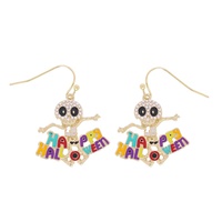 HALLOWEEN HAPPY HALLOWEEN SKELETON ENAMEL COATED EARRINGS