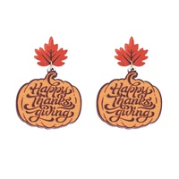 AUTUMN LEAF THANKSGIVING WOODEN EARRINGS
