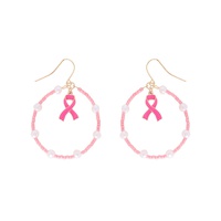 BREAST CANCER PINK RIBBON OPEN CIRCLE EARRINGS