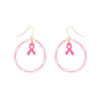 BREAST CANCER PINK RIBBON OPEN CIRCLE EARRINGS