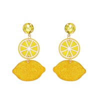 JEWELED YELLOW LEMON ENAMEL EARRINGS