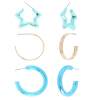 STAR SHAPED ASSORTED OPEN HOOP EARRING SET