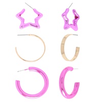 STAR SHAPED ASSORTED OPEN HOOP EARRING SET