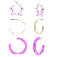 STAR SHAPED ASSORTED OPEN HOOP EARRING SET