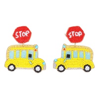 TEACHER APPRECIATION SCHOOL BUS BEADED EARRINGS