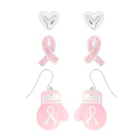 BREAST CANCER PINK RIBBON BOXING GLOVES EARRINGS