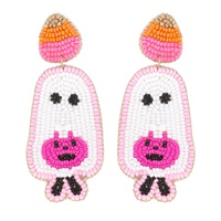 TRICK OR TREATING GHOST HALLOWEEN BEADED EARRINGS
