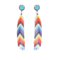WESTERN DESIGN PRINT FEATHER EARRINGS