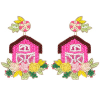 2-TIER BARN BEADED EMBROIDERY EARRINGS