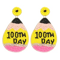 100TH DAY TEACHER APPRECIATION BEADED EARRINGS