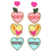 HEART SHAPED TEACHER APPRECIATION BEADED EARRINGS