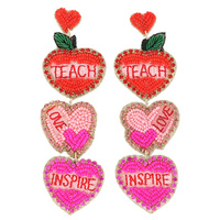 HEART SHAPED TEACHER APPRECIATION BEADED EARRINGS