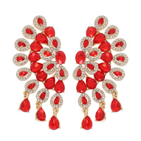 CRYSTAL GEMSTONE TEARDROP CHANDELIER FAN EARRINGS