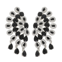 CRYSTAL GEMSTONE TEARDROP CHANDELIER FAN EARRINGS