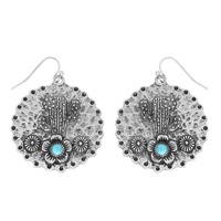 NAVAJO FLORAL CACTUS TURQUOISE DISC EARRINGS