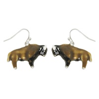 WESTERN FRONTIER BISON ENAMEL EARRINGS