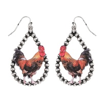 WESTERN BALL TRIM HIGHLAND ROOSTER EARRINGS