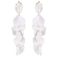 2-TIER FLORAL PETAL ACRYLIC LONG DROP EARRINGS