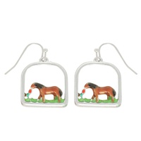 BROWN HORSE OPEN ARCH FISH HOOK EARRINGS