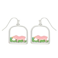 PINK PIG OPEN ARCH FISH HOOK EARRINGS