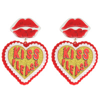 KISS PLEASE HEART SHAPED VALENTINE'S DAY EARRINGS