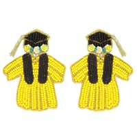 FLORAL CAP & GOWN BEADED GRADUATION DROP EARRINGS