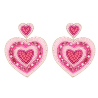 PINK HEART SHAPED VALENTINE'S DAY BEADED EARRINGS