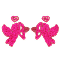 CUPID VALENTINE'S DAY BEADED JEWELED EARRINGS