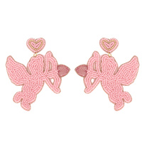 CUPID VALENTINE'S DAY BEADED JEWELED EARRINGS