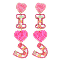 I LOVE U BEADED VALENTINE LETTER EARRINGS