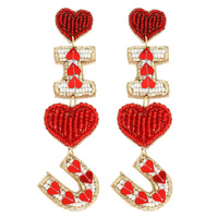 I LOVE U BEADED VALENTINE LETTER EARRINGS