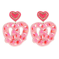 SPRINKLE COVERED PRETZEL BEADED VALENTINE EARRINGS