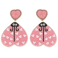 LOVE BUG VALENTINE'S DAY JEWELED BEADED EARRINGS