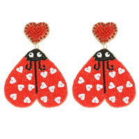 LOVE BUG VALENTINE'S DAY JEWELED BEADED EARRINGS