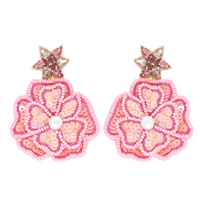 2-TIER FLORAL BEADED EMBROIDERY DROP EARRINGS