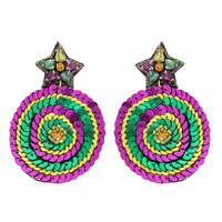 MARDI GRAS GEMSTONE SEQUIN EMBELLISHED EARRINGS