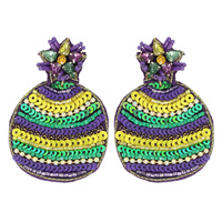 MARDI GRAS GEMSTONE SEQUIN EMBELLISHED EARRINGS